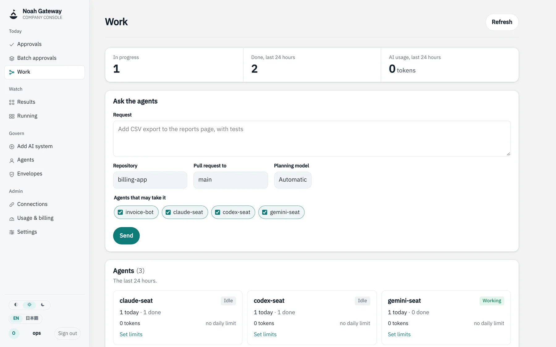 The work screen